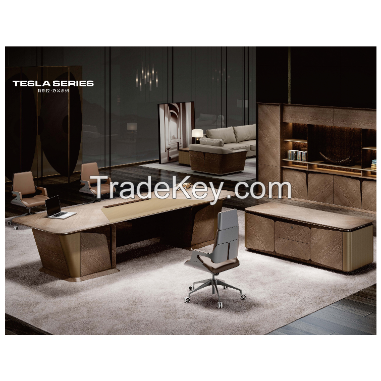 Unique design high quality boss director chairman luxury MDF wooden office ceo desk