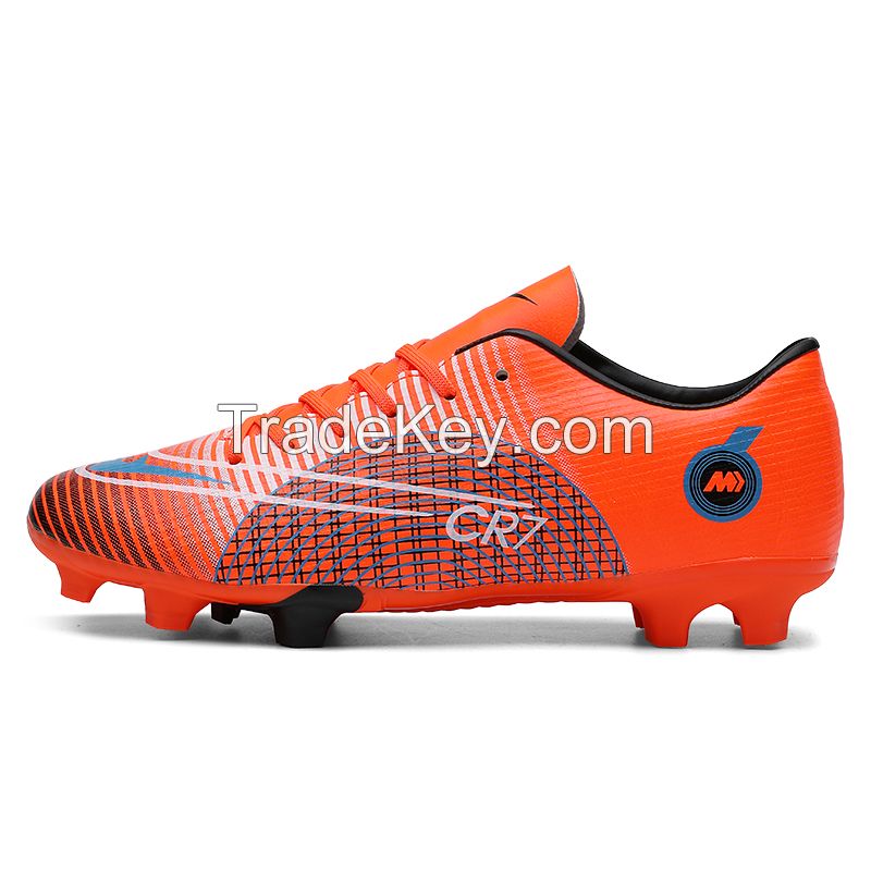 PU Surface TPU Sole Soccer Shoes Spikes Youth Student Training Competition Shoes(Orange)