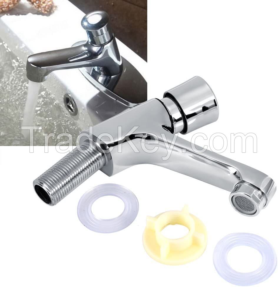 Delay Faucet Bathroom Push Tap Faucet Plated Chrome Self Closing Water Saving Delay Sink Tap for Public Kitchen Bathroom
