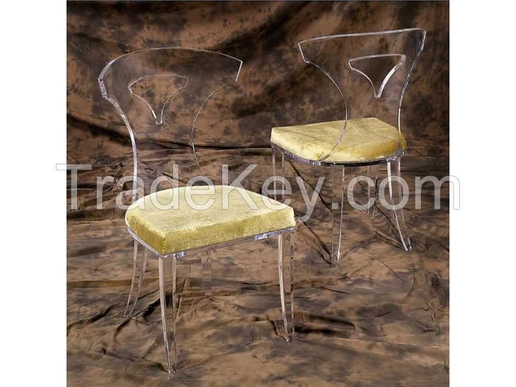 acrylic dining chair with fabric cushion