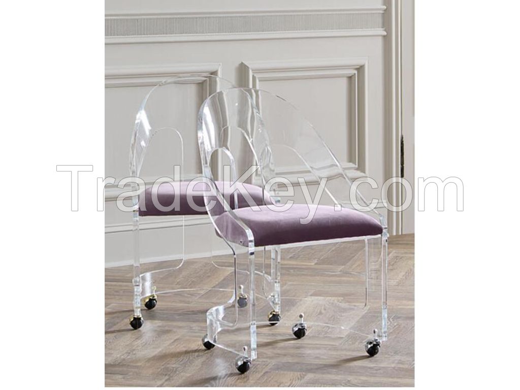 acrylic  swivel office chair with casters