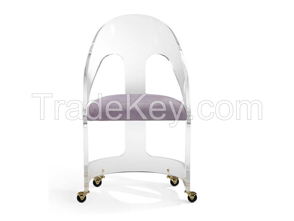 acrylic  swivel office chair with casters