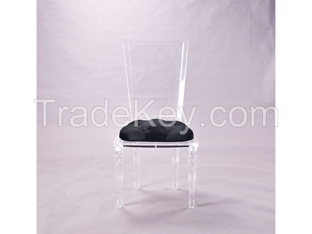acrylic side chair with fabric cushion