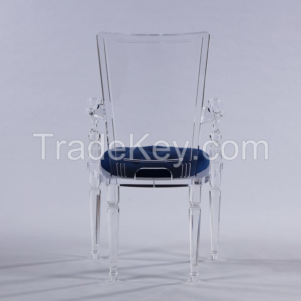 acrylic side chair with fabric cushion