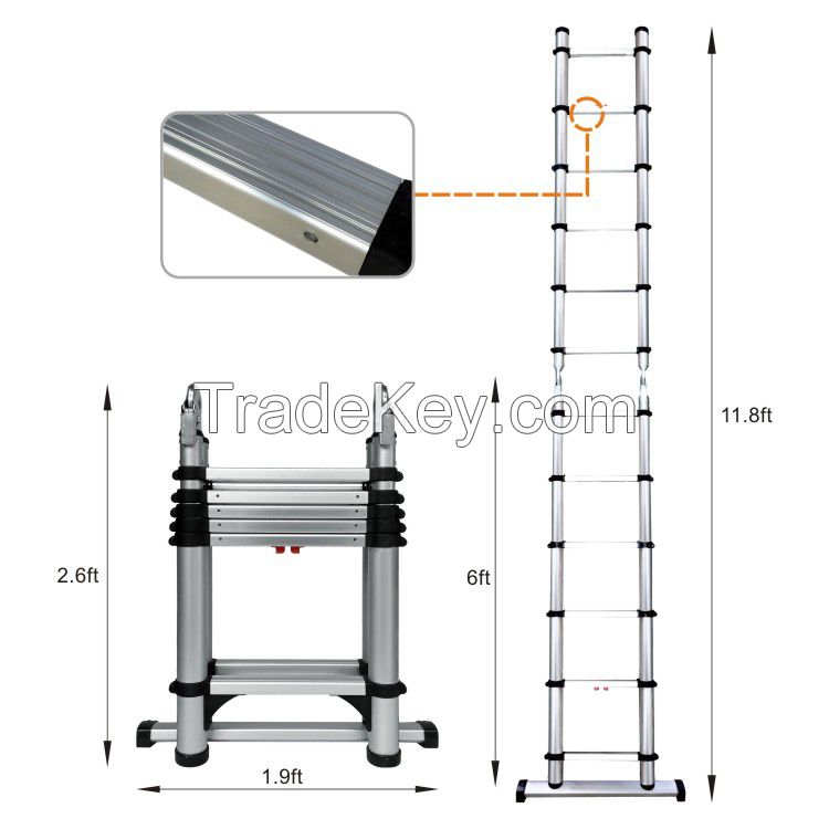 Aluminium Combination A-Frame Telescopic Extension Ladder 3.6m YT-36D-D