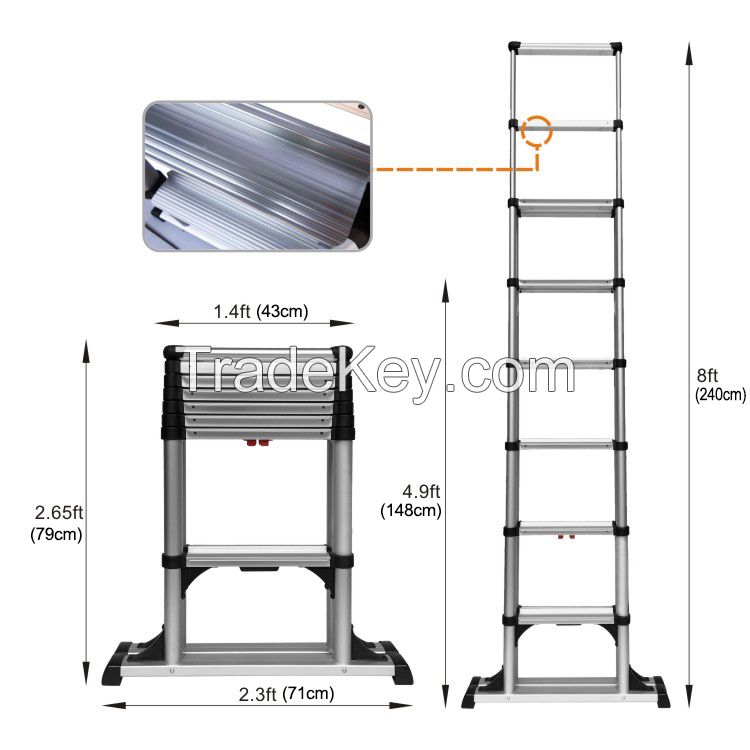 High Quality Aluminium Telescopic Combi Ladder 2.6m TY-A26P