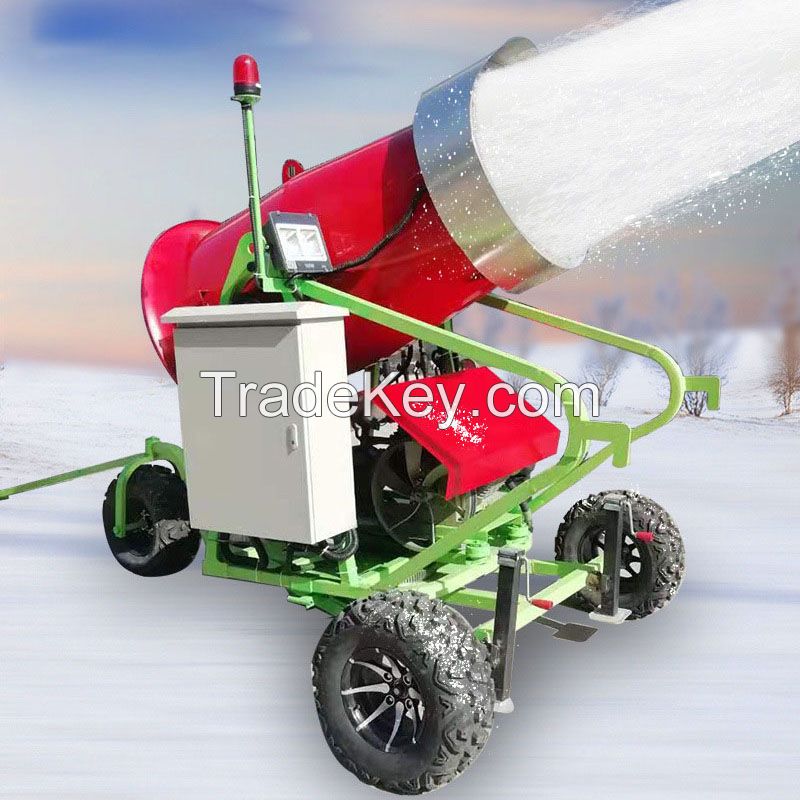 Artificial snow machine at ski resort for outdoor recreation