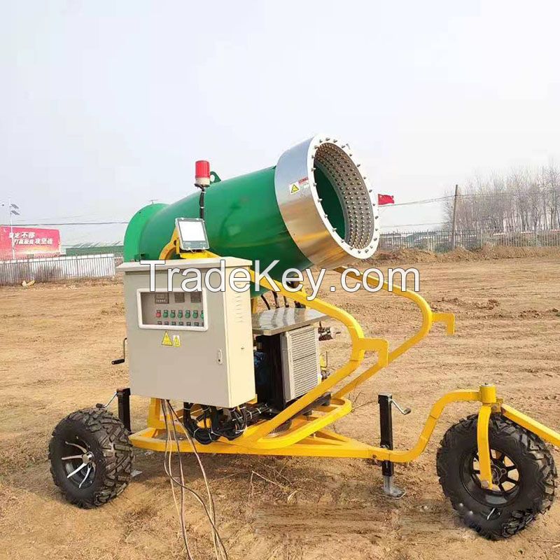 Artificial snow machine at ski resort for outdoor recreation