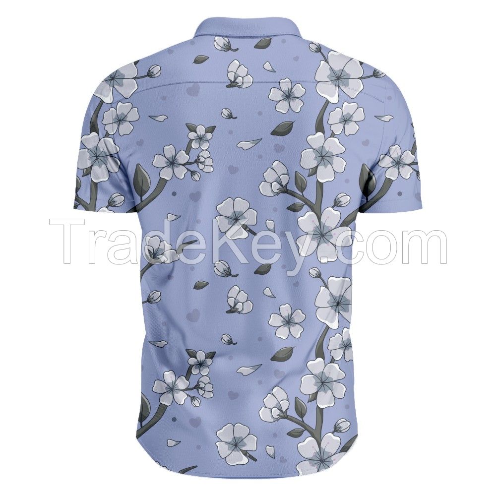  Custom Sublimation Polo Shirt of Flower Pattern with Purple Color 