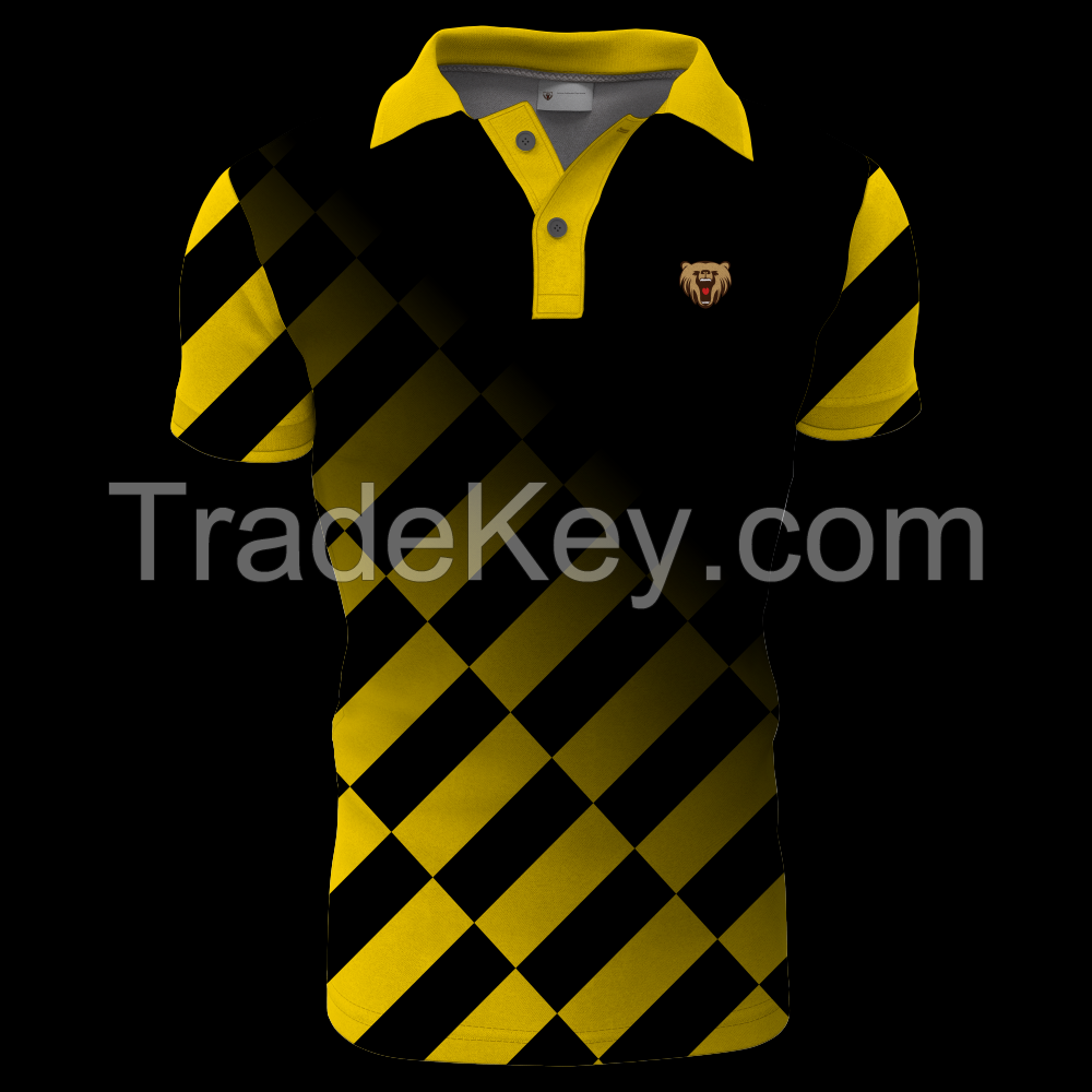  Custom Sublimation Polo Shirt  of Yellow and Black Colors 