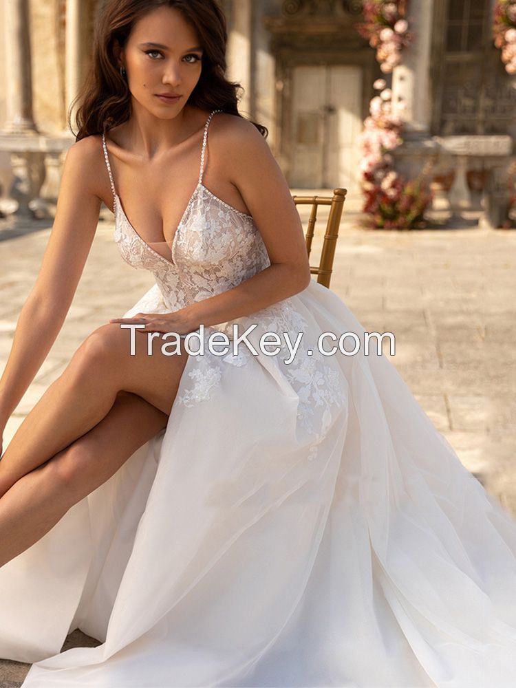 White Ivory Boho Wedding Dress Vintage Lace 2022