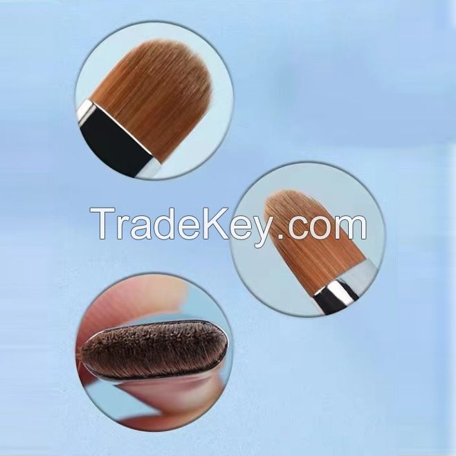 Bright Silver Copper Tube Concealer Brush OEM    Customized Concealer Brush   