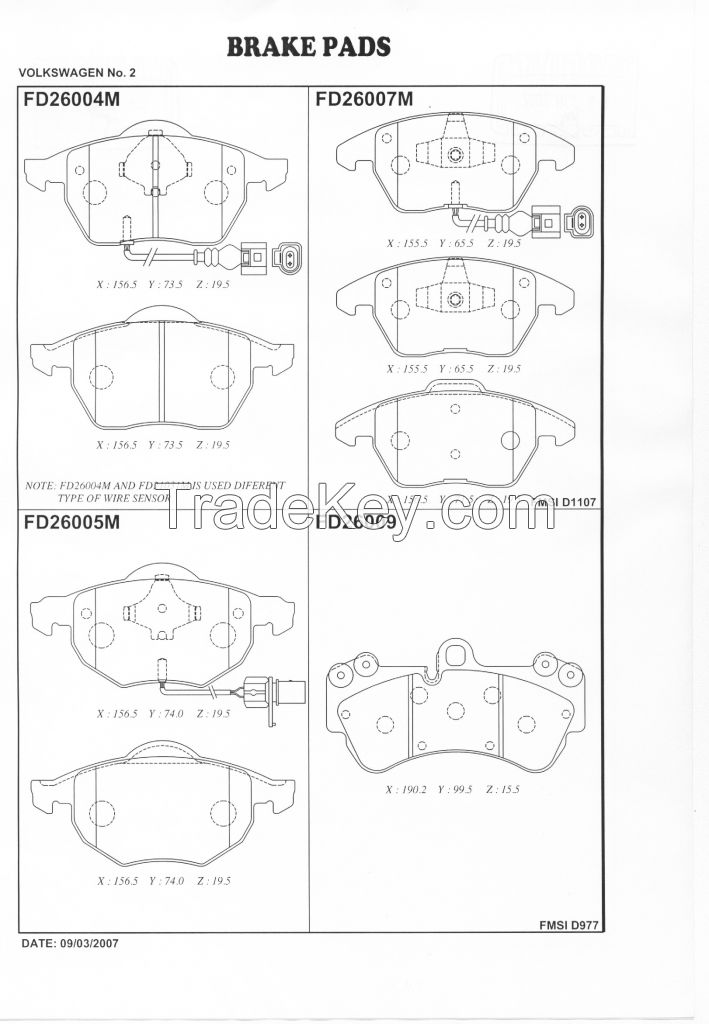 FBK Brake Pad FD26009  for OE 7L0698151S/7L0698151Q/7L0698151H - VOLKSWAGEN TOUAREG PORSCHE CAYENNE