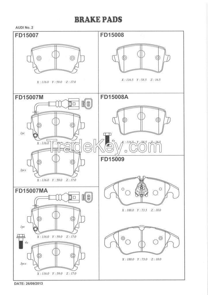 FBK Brake Pad FD15007 for OE 4F0698451G - AUDI A6 A4,VOLKSWAGEN PHAETON