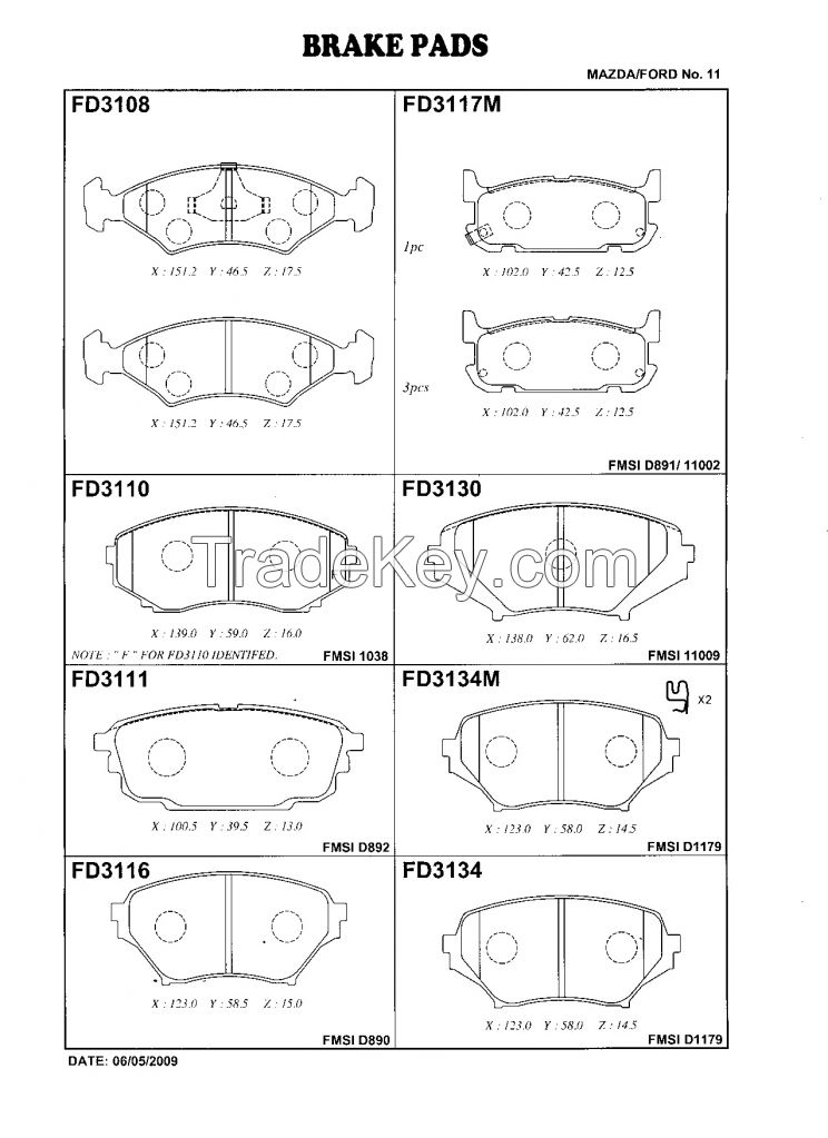 FBK Brake Pad FD3130 for OE F1YA3323ZA - MAZDA RX-8