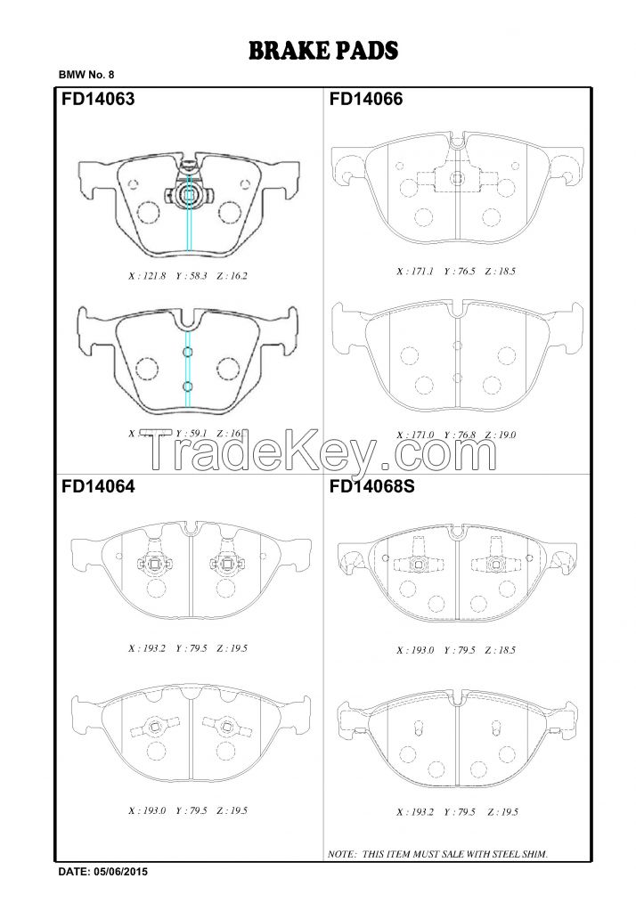 FBK Brake Pad FD14063 for OE 34216763043 - BMW 520  X5 630I