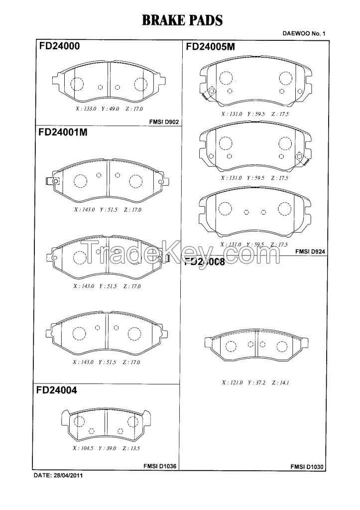 FBK Brake Pad FD24004 for OE 94696764 - BUICK EXCELLE HONDA HRV