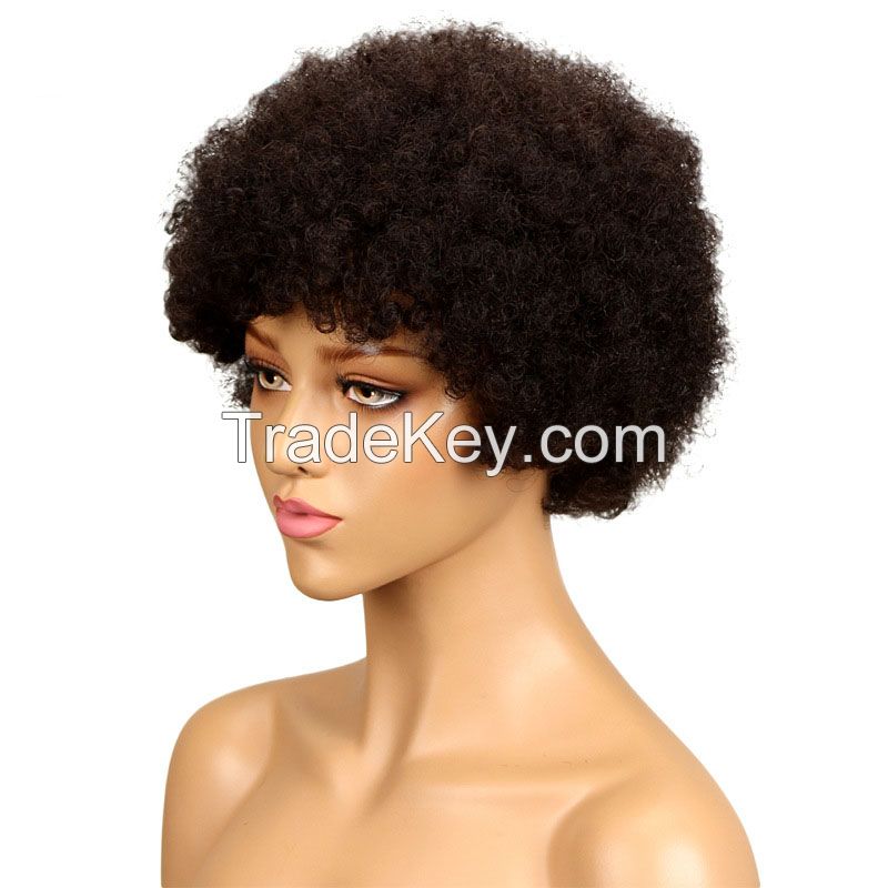 Afro headgear wig cap human hair with lace elastic mesh