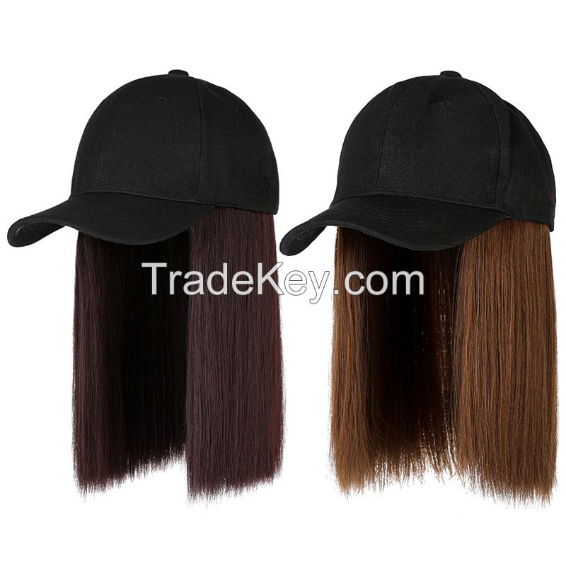 chemical fiber two in one wig cap short straight hair wig hat