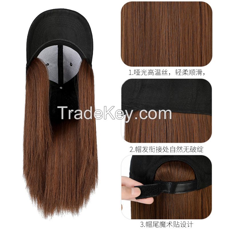 chemical fiber two in one wig cap short straight hair wig hat