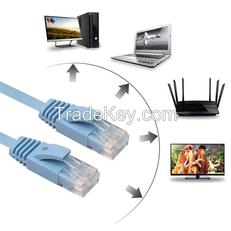 Cat 6 UTP Lan Cable Flat Wire Internet Cables With RJ45 Connector