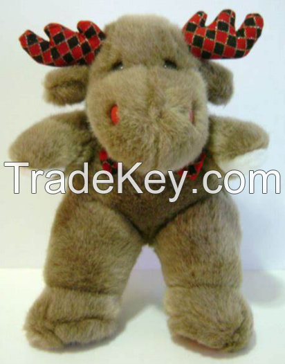Cute elk with horns plush toy