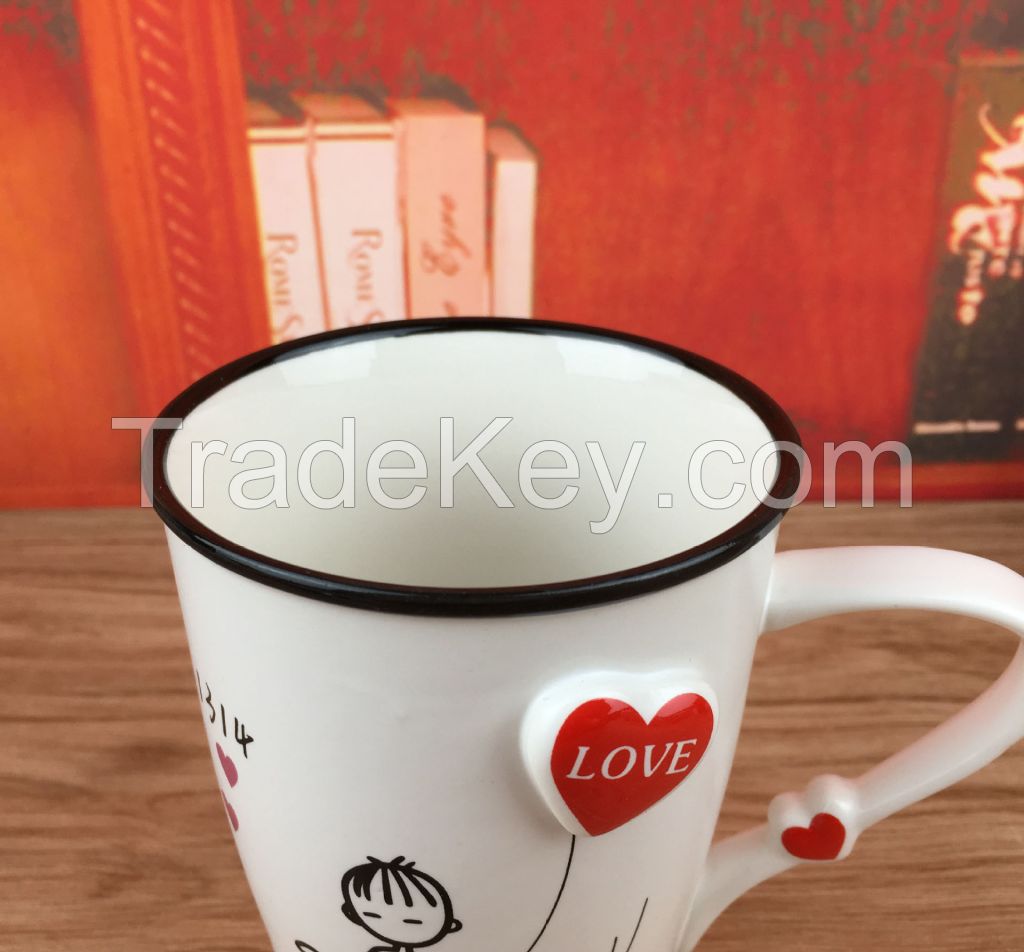 KITQIENN Coffee Mug White Ceramic Cups for Latte Tea Beer Drink