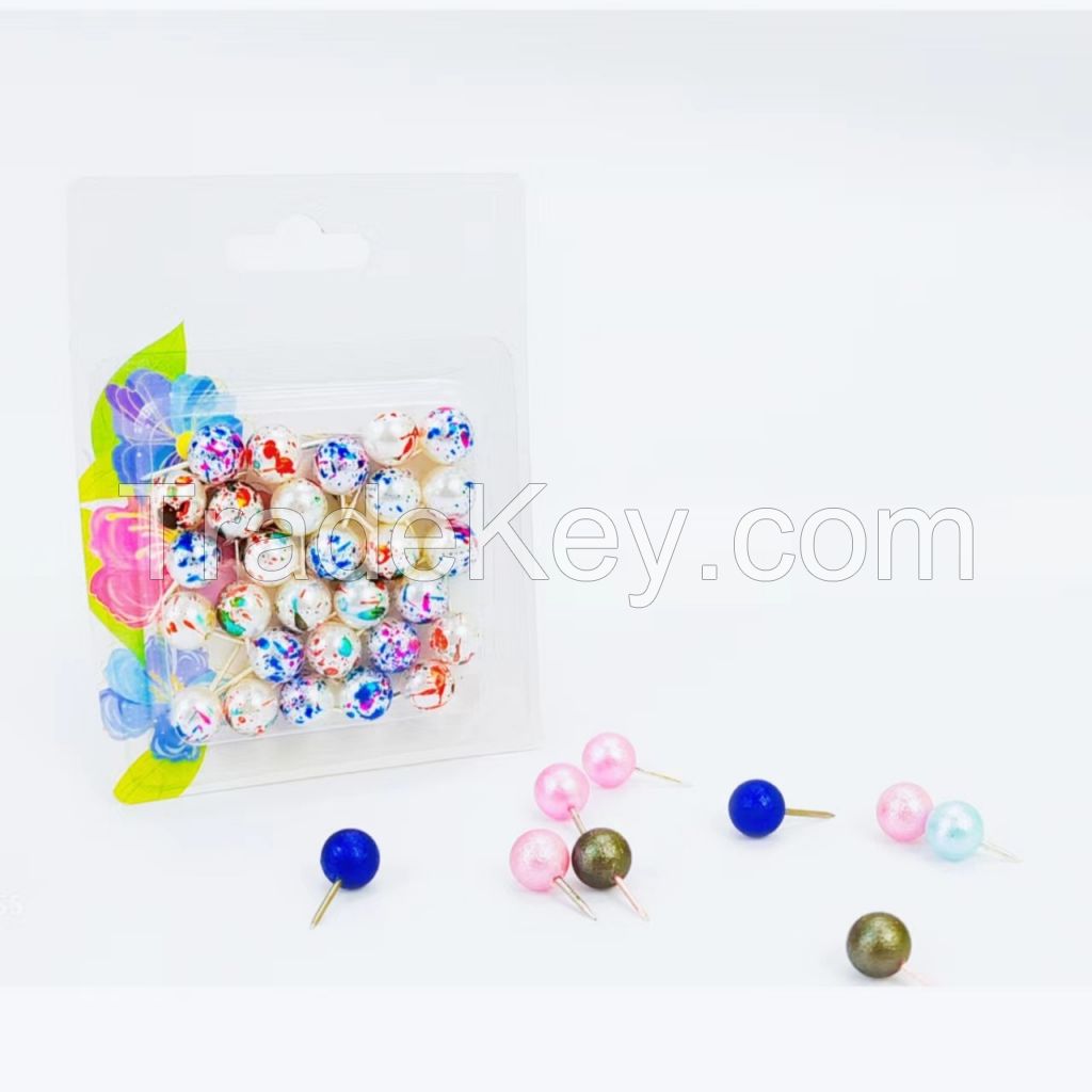 colorful pearl push pins