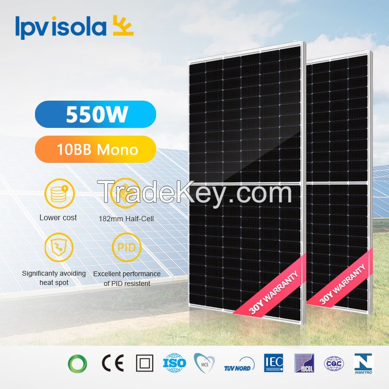 ISOLA Solar Panels 545W 72V Monocrystalline PV Modules Paneles Solares Manucfacturer PainÃÂ©is Solares