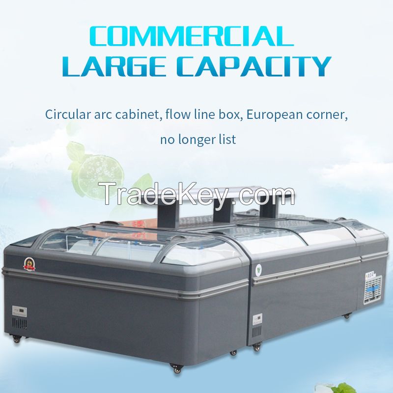 European-style arc freezer, large-capacity precise temperature control, foam lock temperature, multi-purpose, copper tube refrigeration, high-power compressor, easy to move. 0 degree chilled food, -5 degree fresh meat refrigerated, -10 