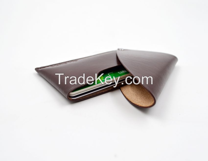 Leather card case with flap