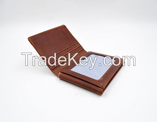 leather Trifold  men wallet RFID blocking