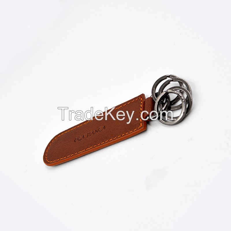 Simple leather key holder case with key ring