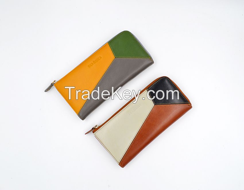 Long L-Zip Leather Wallet Female Wallet