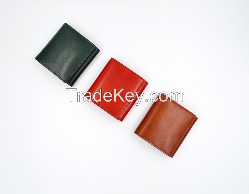 Flap Custom lady big capacity snap closure genuine leather wallet