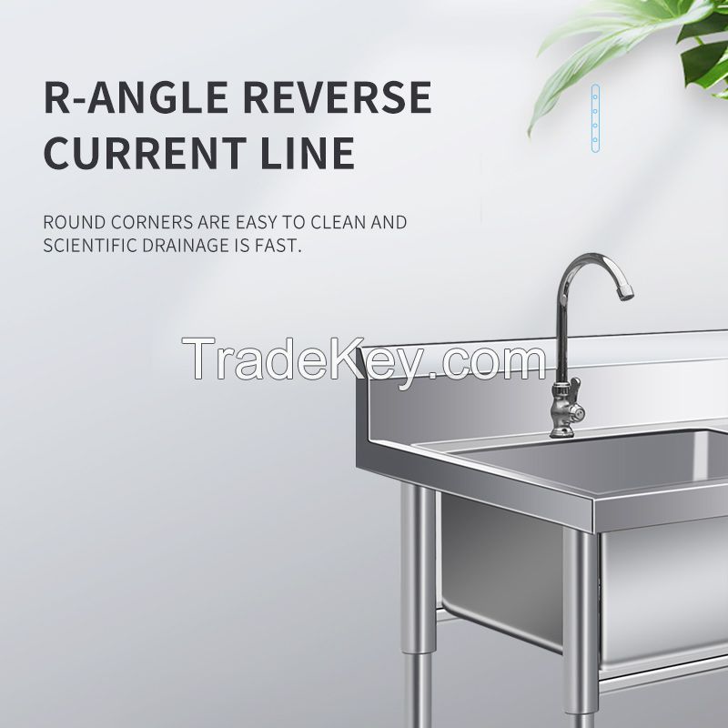  304 stainless steel sink thickened commercial three-slot three-eye three-connected pool Samsung three-pool sink wash vegetable 