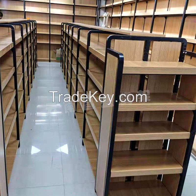 CHANGSHENG Custom supermarket steel wood shelves convenience store display rack home bookshelf shopping mall cosmetics mother and baby snacks shoe store sample display rack display rack