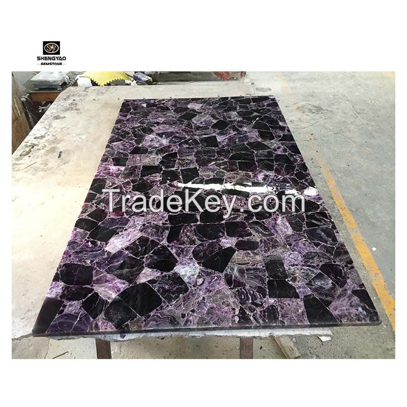Purple Fluorite Slab Green Crystal Wall Panel Gemstone Slab