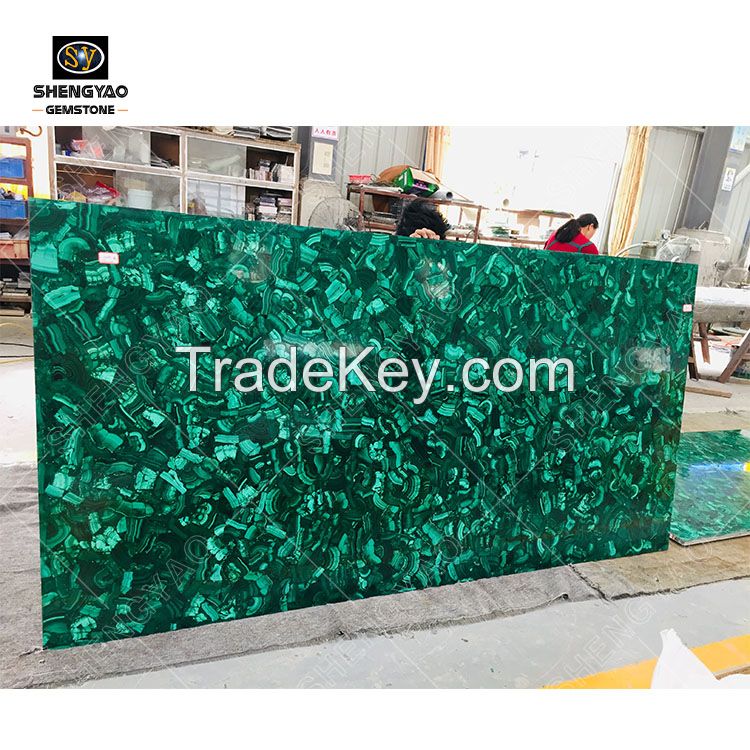Semi Precious Stone Green Malachite Slab Gemstone Slab