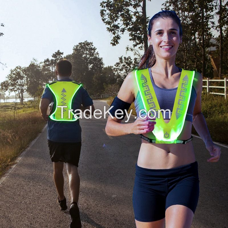 led safety flash reflective running vests for sports  Ultralight Runner Running Safety Cycling Vest led cycling running vest outdoor safety Jogging