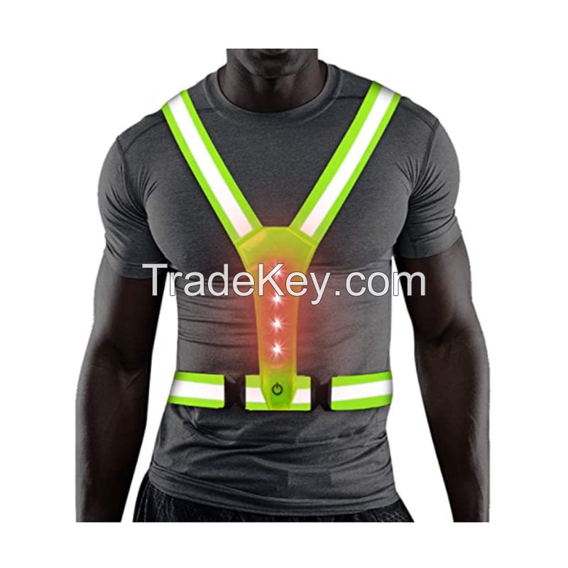 Safety Vest LED Reflective Gear Reflective Running Vest with Adjustable Elastic Belt For Night Walkers Bikers