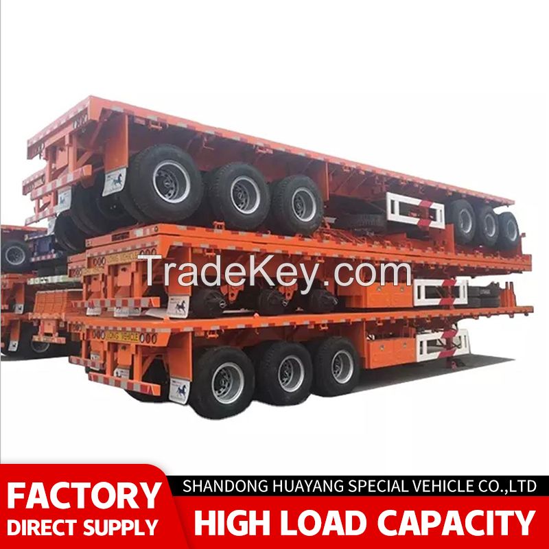 30-80 Tons 2/3/4 Axle Flatbed 20/40/45 Feet Container Semi-Trailer Flatbed Semi-Trailer 