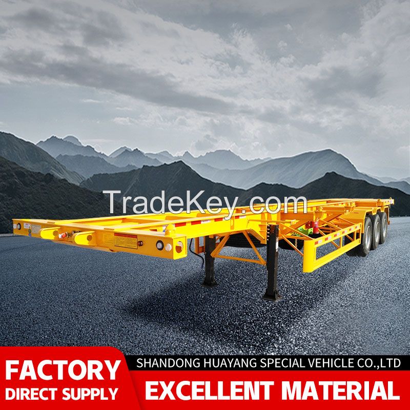 20 Tons-80 Tons Truck Trailer 3 Axle 4 Axle Skeleton 20 Feet Container Semi-Trailer