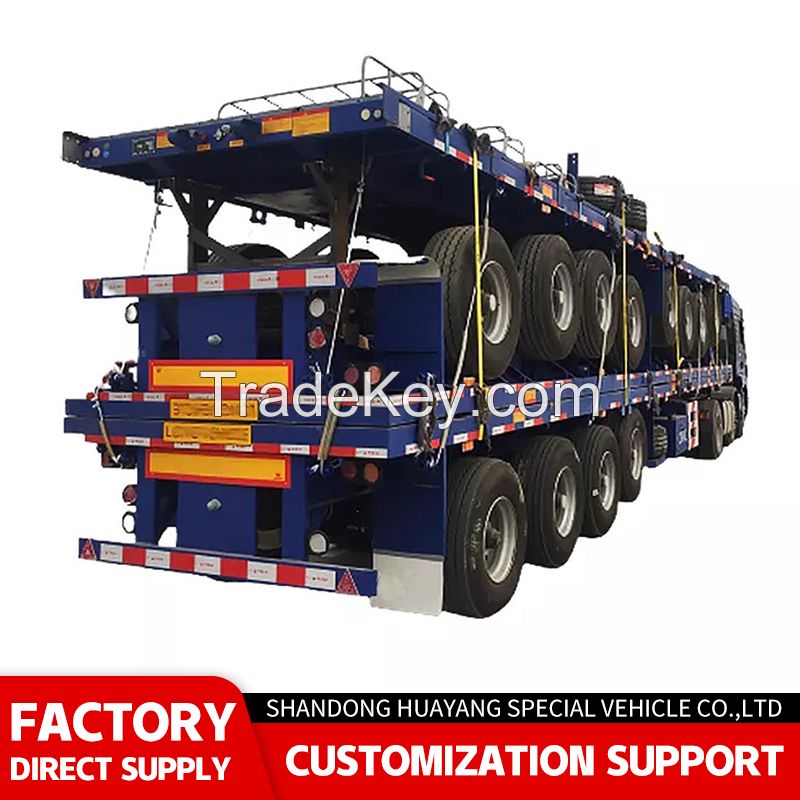 30-80 Tons 2/3/4 Axle Flatbed 20/40/45 Feet Container Semi-Trailer Flatbed Semi-Trailer 