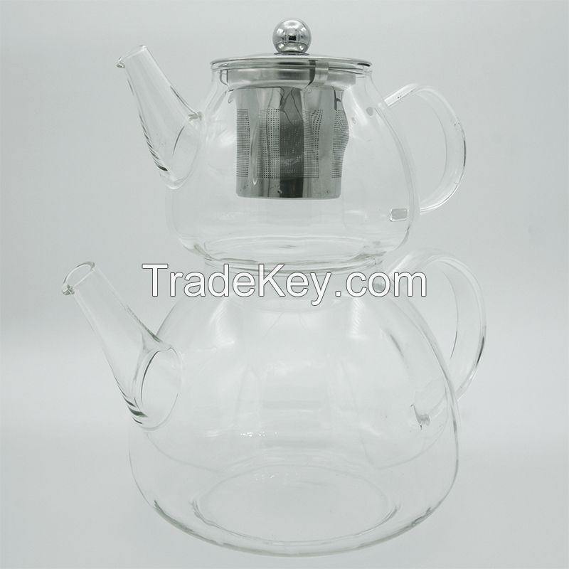 Heat-Resistant Borosilicate Glass Light-lines Teapot with 304 Stainless Steel Infuser DX-Z204ï¼Œ600ml