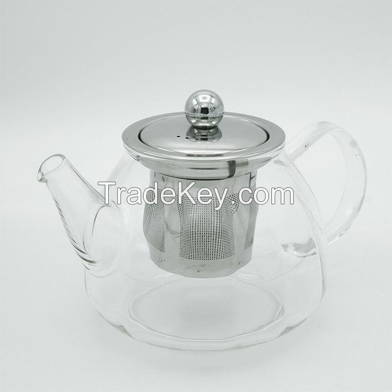 Heat-Resistant Borosilicate Glass Light-lines Teapot with 304 Stainless Steel Infuser DX-Z204ï¼Œ600ml