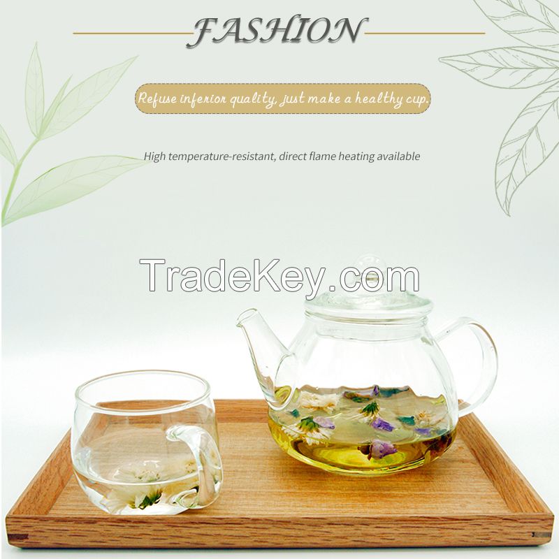 Heat-Resistant Borosilicate Glass Light-lines Teapot with 304 Stainless Steel Infuser DX-Z204ï¼Œ600ml