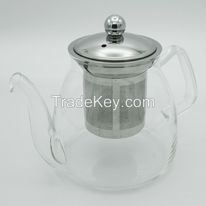 Heat-resistant Borosilicate Glass Light-lines Teapot With 304 Stainless Steel Infuser Dx-z204(600ml)