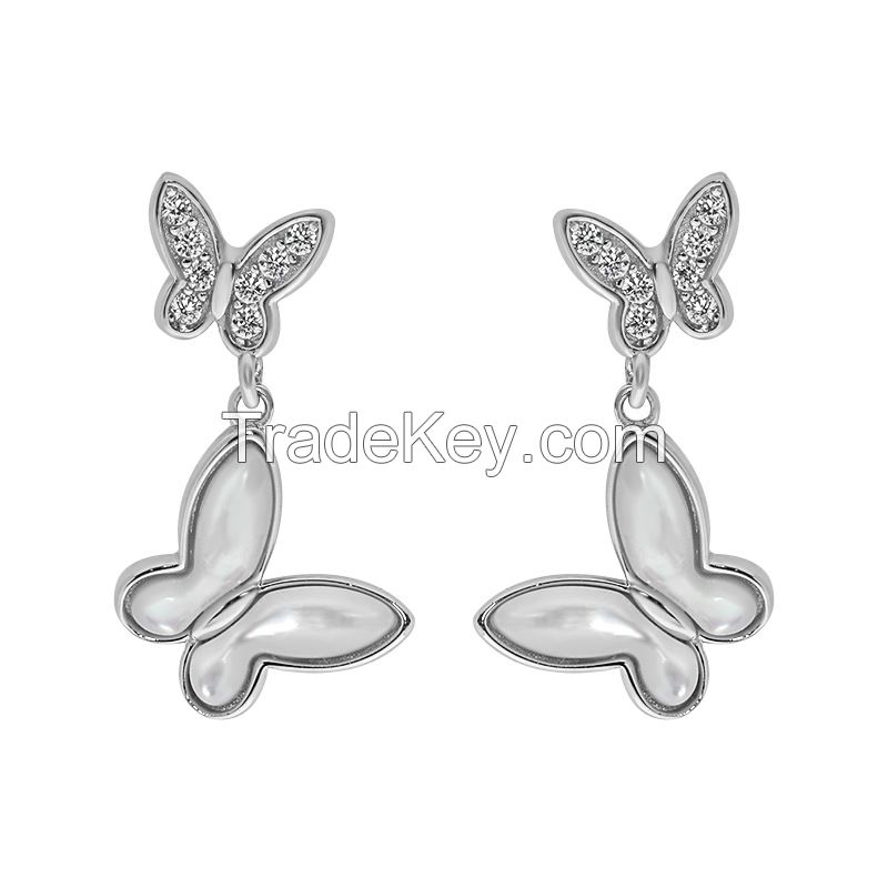 Pearl Shell Double Butterfly earrings