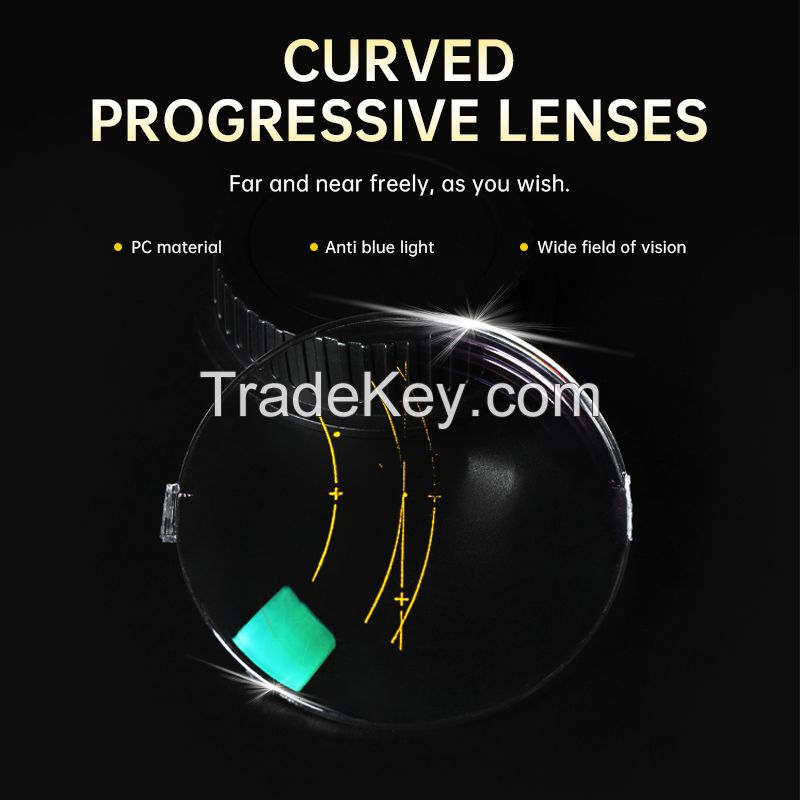 Curved progressive reading glasses